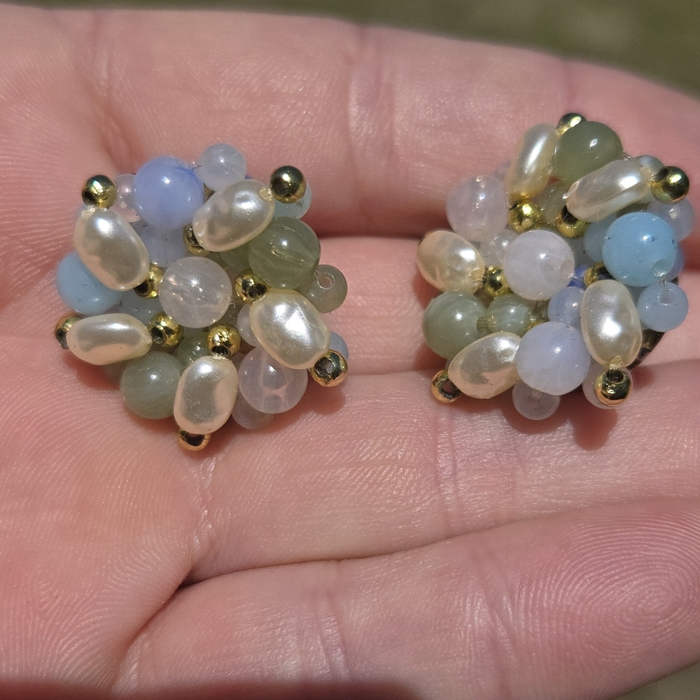 Vintage‎ Elegant Cluster Pearl Earrings